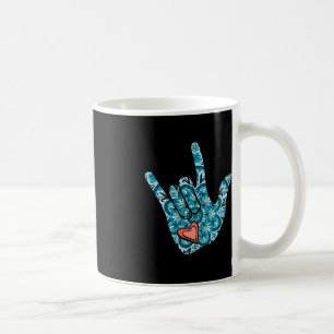 Caneca De Café Linguagem de Sinal ASL Eu Amo Você Gesture Coração