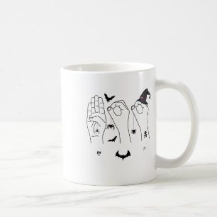 Caneca De Café Linguagem de Sinal de Mão das Halloween Orgulho Su