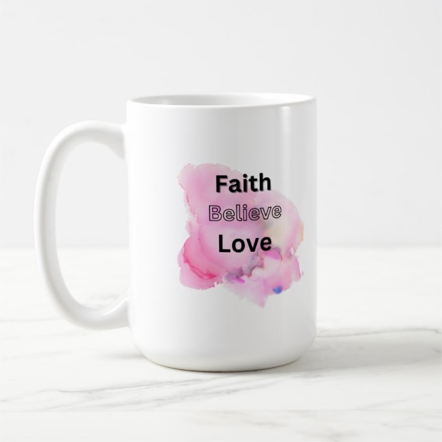 Caneca De Café linguagem simples fé acredita amor (Esquerda)