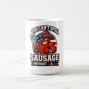 Caneca De Café Linguça Patriótica Divertida Mestre da Churrasquei