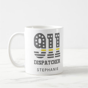 Caneca De Café Linha Amarelo Fino do Sinalizador 911 do Dispatche