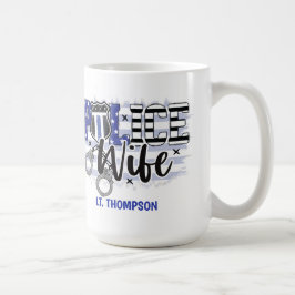 Caneca De Café Linha Azul de Sinalizador de Crachá de Esposa Pers