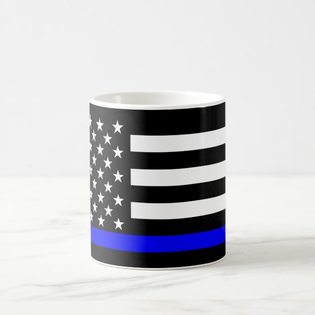 Caneca De Café Linha Azul fina Sinalizador americano preto e bran (Centro)