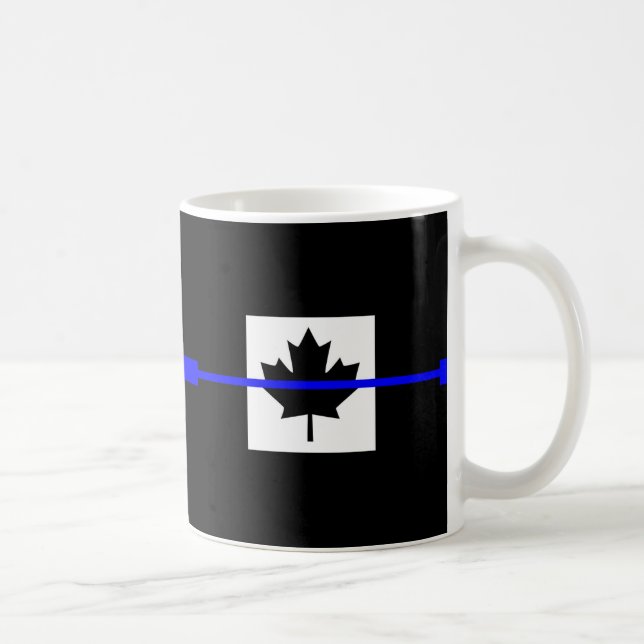 Caneca De Café Linha Azul fina sobre o sinalizador canadense (Direita)