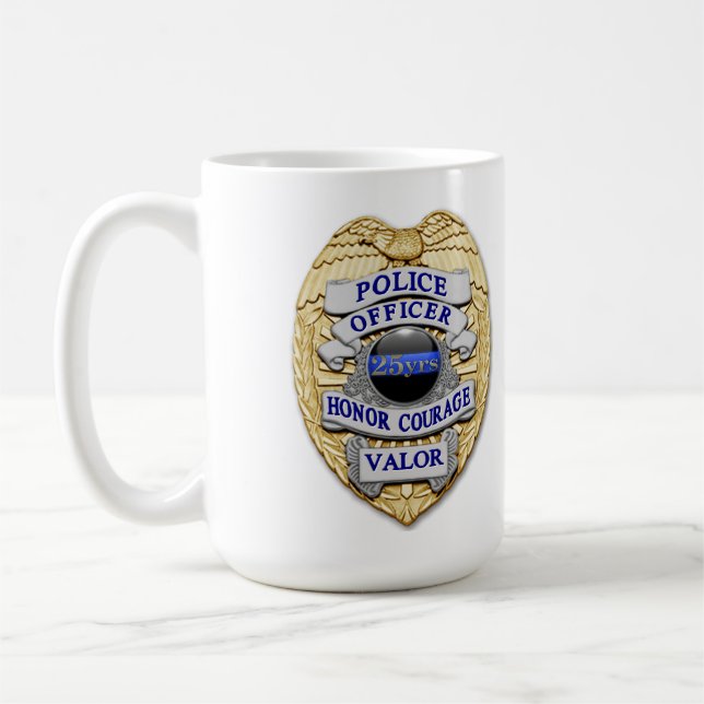 Caneca De Café Linha Azul Fino - Crachá da Polícia de Conquista d (Esquerda)