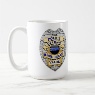 Caneca De Café Linha Azul Fino - Crachá da Polícia de Conquista d