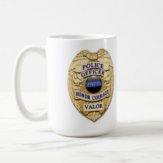 Caneca De Café Linha Azul Fino - Crachá da Polícia de Conquista d (Esquerda)