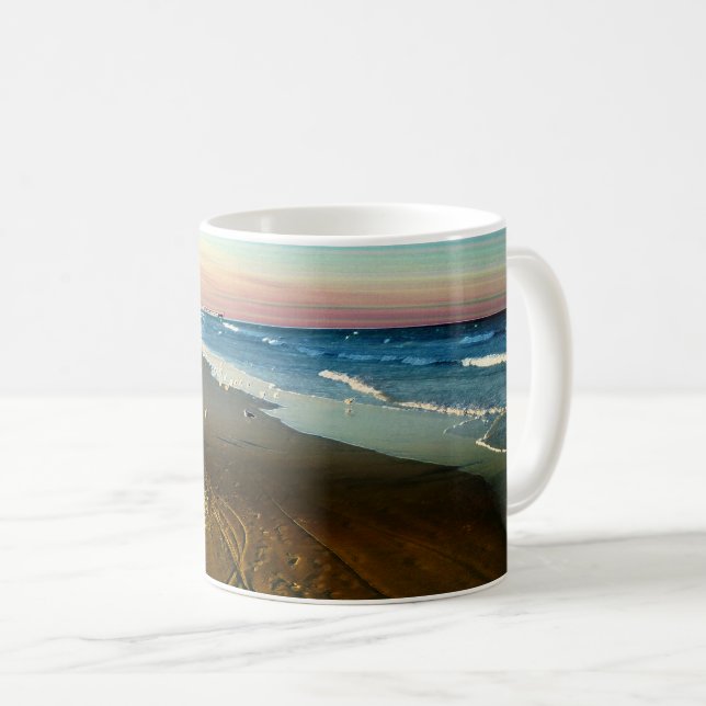 Caneca De Café Linha costeira e passeio à beira mar de Daytona (Frente Esquerda)