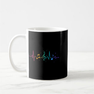 Caneca De Café Linha de Batimento Cardíaco Feminina Com Notas Mus