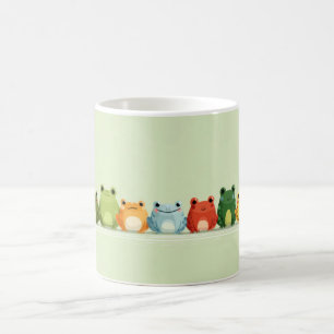 Caneca De Café Linha de Rãs Fofas – Arte Colorida de Animais Kawa