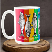Linha de Sardinha de Arte Pop Arco-íris com Nome P