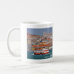 Caneca De Café Linha do horizonte de Lisboa com o velho ferry no