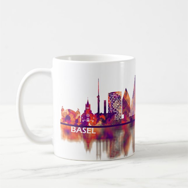 Caneca De Café Linha do Skyline da Suiça Basileia (Esquerda)