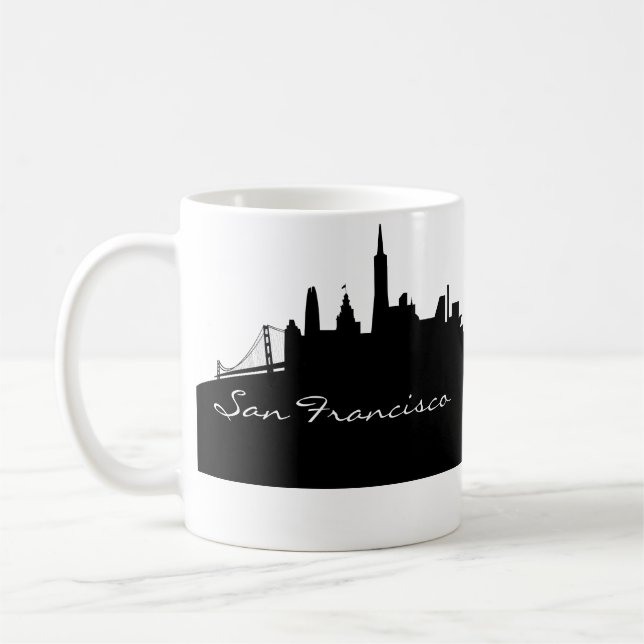 Caneca De Café Linha do Skyline de São Francisco Preto e Branco (Esquerda)