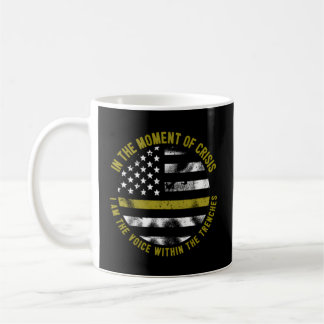 Caneca De Café Linha Dourada Magra Da Polícia E Do Bombeiro