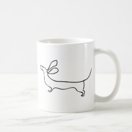 Caneca De Café Linha ilustração do Dachshund um das orelhas do