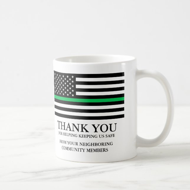 Caneca De Café Linha verde fina| Polícia Envia Personalizado Obri (Direita)
