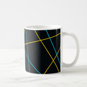 Caneca De Café Linhas amarelas, azuis, legal, de tendências, urb