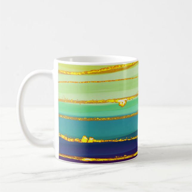 Caneca De Café Linhas arco-íris: composição de luxo abstrato. (Esquerda)