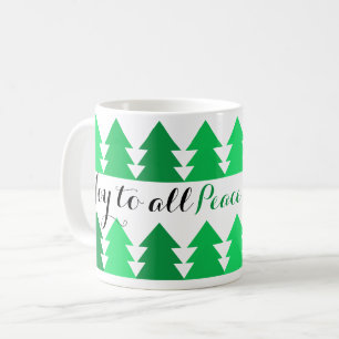 Caneca De Café Linhas bonitas de Árvores de Natal Verdes Alegrem 