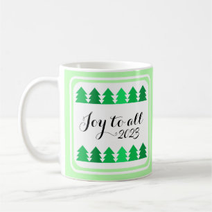 Caneca De Café Linhas bonitas de Árvores de Natal Verdes Joy Ano