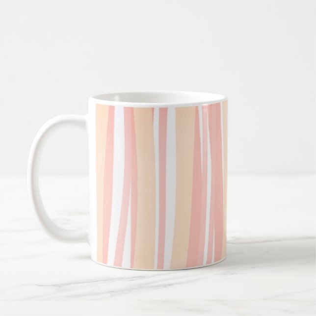 Caneca De Café Linhas de Abstrato Mínimas de Boho Suave Rosa (Esquerda)