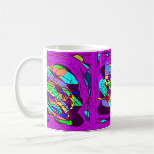 Caneca De Café Linhas de cruz preto púrpura círculos design