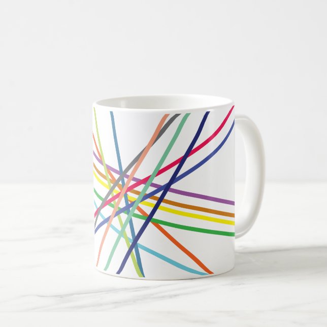 Caneca De Café Linhas de Cruzamento de Crise Multicoloridas (Frente Esquerda)