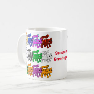 Caneca De Café Linhas de Padrão de Gato de Gatinho Gatinho do Xma