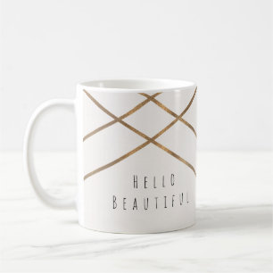 Caneca De Café Linhas Douradas Glam Geométrico Moderno Belo Perso