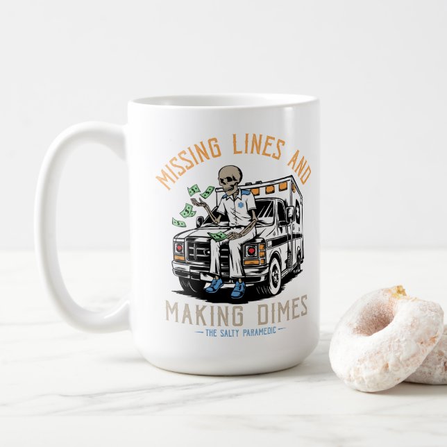 Caneca De Café Linhas e Fazer ausentes diminuem o café (Com Donut)