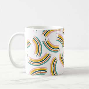 Caneca De Café Linhas e formas coloridas pastel. Forma arco-íris