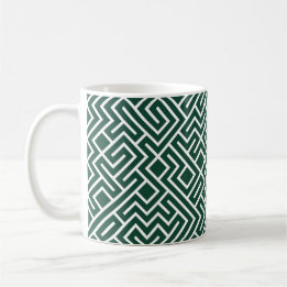 Caneca De Café Linhas em Telha Gerativas (Preenchimento Verde Esc