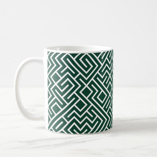 Caneca De Café Linhas em Telha Gerativas (Preenchimento Verde Esc (Esquerda)