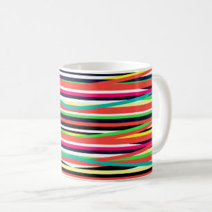 Caneca De Café Linhas Geométricas Coloridas Linhas Múltiplas