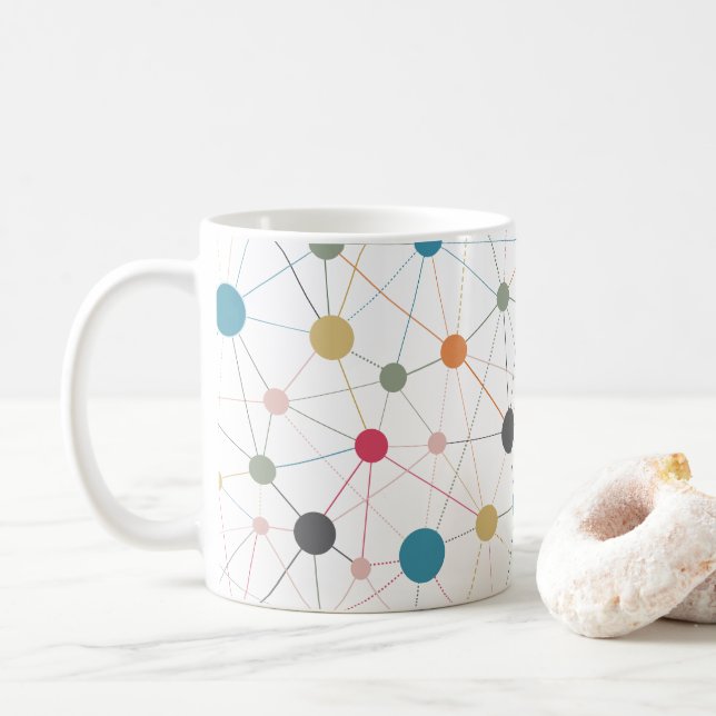 Caneca De Café linhas geométricas de abstrato e padrão de pontos  (Com Donut)