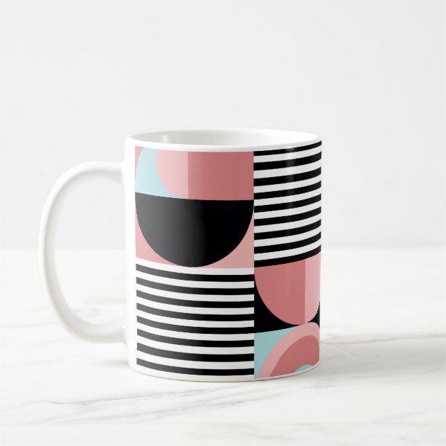 Caneca De Café Linhas Geométricas, Formas Coloridas Mosaico. (Esquerda)