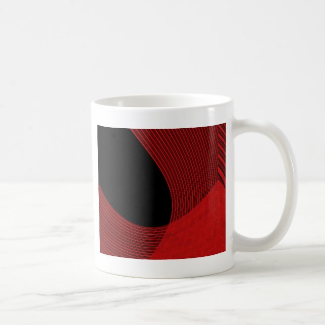 Caneca De Café Linhas Modernas Vermelho e Preto (Direita)