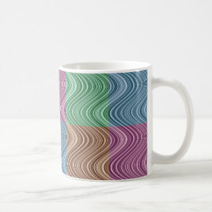 Caneca De Café Linhas onduladas em azul/castanho/verde/púrpura