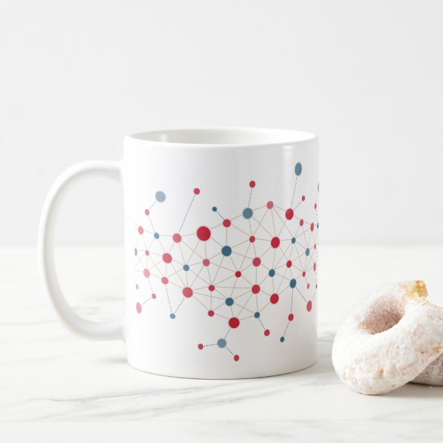 Caneca De Café Linhas vermelhas e azuis (Com Donut)