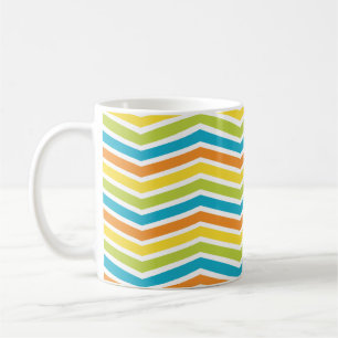 Caneca De Café Linhas ZigZag Coloridas