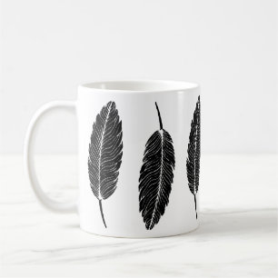 Caneca De Café Linoco de pena russa preto-e-branco