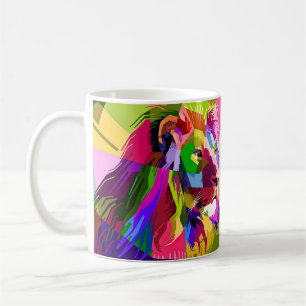 Caneca De Café Lion Colorful Pop Prismatic Art Design-6250