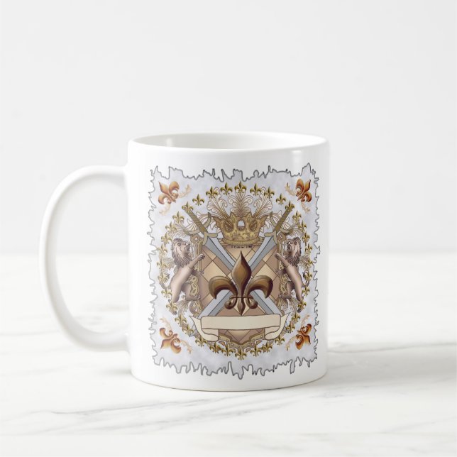 Caneca De Café Lion Griffin Shield Surname (Esquerda)