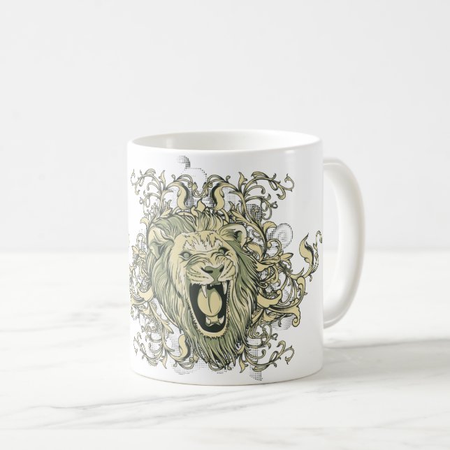 Caneca De Café Lion Visual Arts Cabeça de Motif (Frente Esquerda)