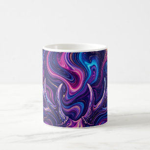 Caneca de Café Líquido de Chifre Roxo Abstrato