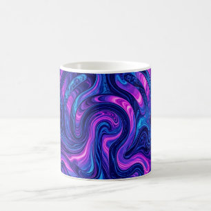 Caneca de Café Líquido Roxo Cósmico Labirinto Abst