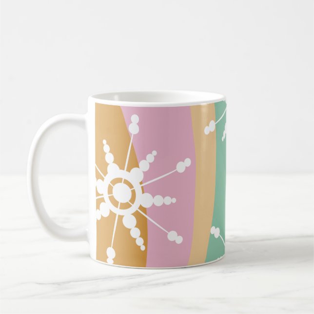 Caneca De Café Líquido Tie Dye Retro Groovy Natal Bege Verde (Esquerda)