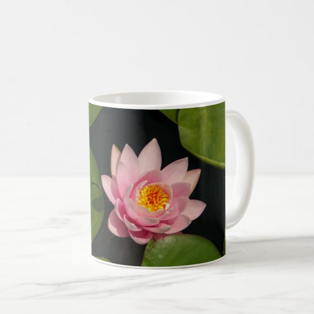 Caneca De Café Lírio-d'água Rosa (Frente Esquerda)