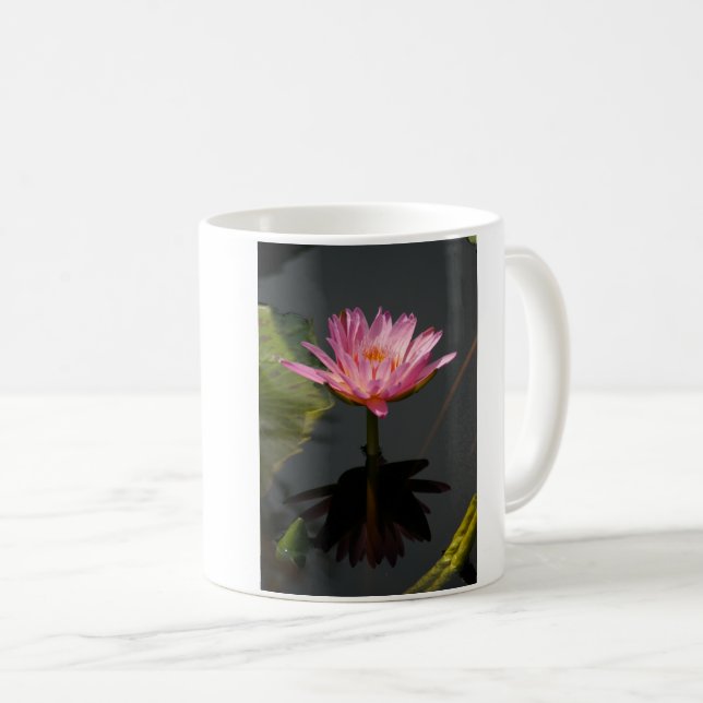 Caneca De Café Lírio-d'água Rosa (Frente Esquerda)